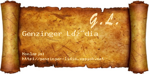Genzinger Lídia névjegykártya